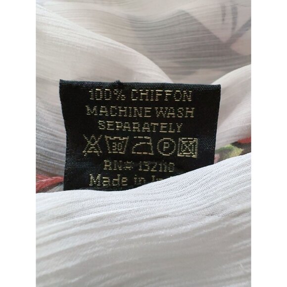 Yuka Beach Floral Embellished Chiffon Tunic Top L White Multicolor Lightweight - Picture 12 of 16